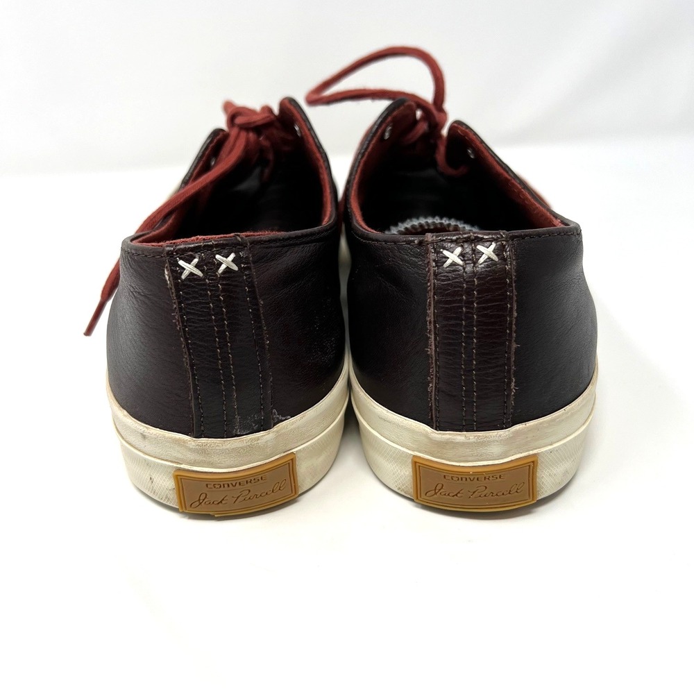 Converse Jack Purcell Leather Sneakers Brown Cross Stitch Mens 9 Womens 10.5 - Picture 5 of 11